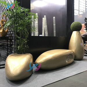 玻璃钢椭圆花盆美陈座椅组合